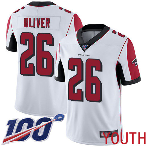 Atlanta Falcons Limited White Youth Isaiah Oliver Road Jersey NFL Football #26 100th Season Vapor Untouchable->youth nfl jersey->Youth Jersey
